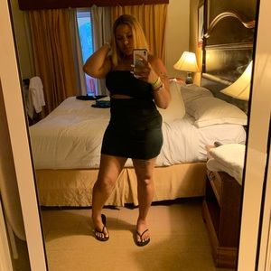 Black peek a boo party dress